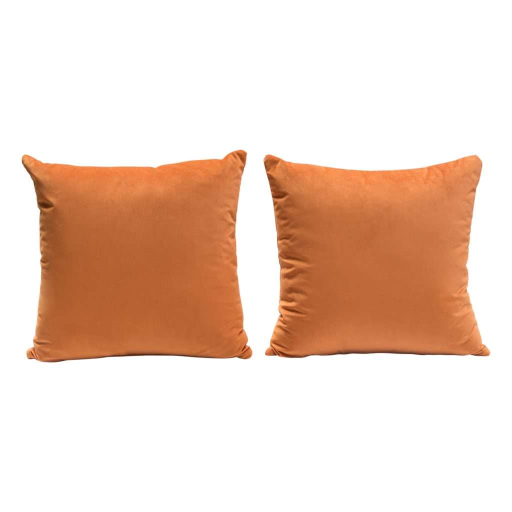 Set of (2) 16″ Square Accent Pillows in Rust Orange Velvet