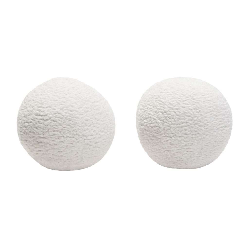 Set of (2) 10" Round Accent Pillows in White Faux Sheepskin by Diamond Sofa - Decorian Group