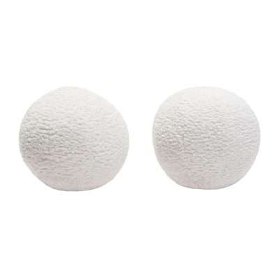 Set of (2) 10" Round Accent Pillows in White Faux Sheepskin by Diamond Sofa - Decorian Group