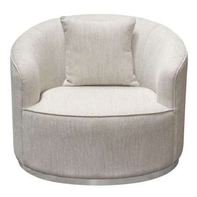 Raven Chair in Light Cream Fabric w/ Brushed Silver Accent Trim by Diamond Sofa - Decorian Group