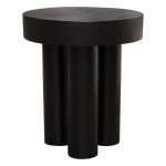 Rune 16" Round End/Accent Table w/ Solid Acacia Wood Top & Iron Leg Base in Black Finish by Diamond Sofa - Decorian Group