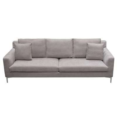 Seattle Loose Back Sofa in Grey Polyester Fabric w/ Polished Silver Metal Leg by Diamond Sofa - Decorian Group