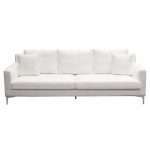 Seattle Loose Back Sofa in White Linen w/ Polished Silver Metal Leg by Diamond Sofa - Decorian Group