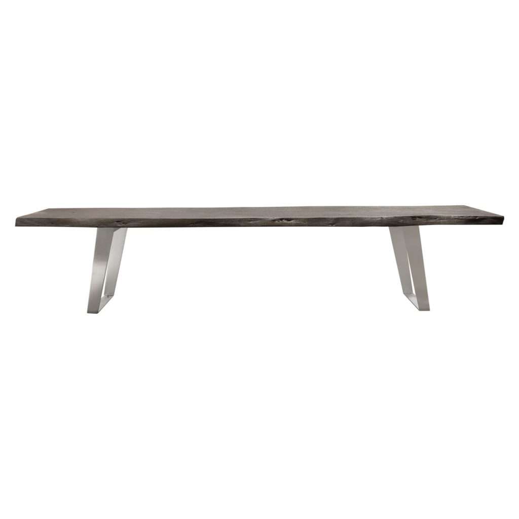 Titan Solid Acacia Wood Accent Bench in Espresso Finish w/ Silver Metal Inlay & Base by Diamond Sofa - Decorian Group