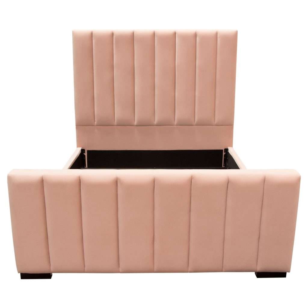 Venus Vertical Channel Tufted Eastern King Bed in Blush Pink Velvet by Diamond Sofa - Decorian Group