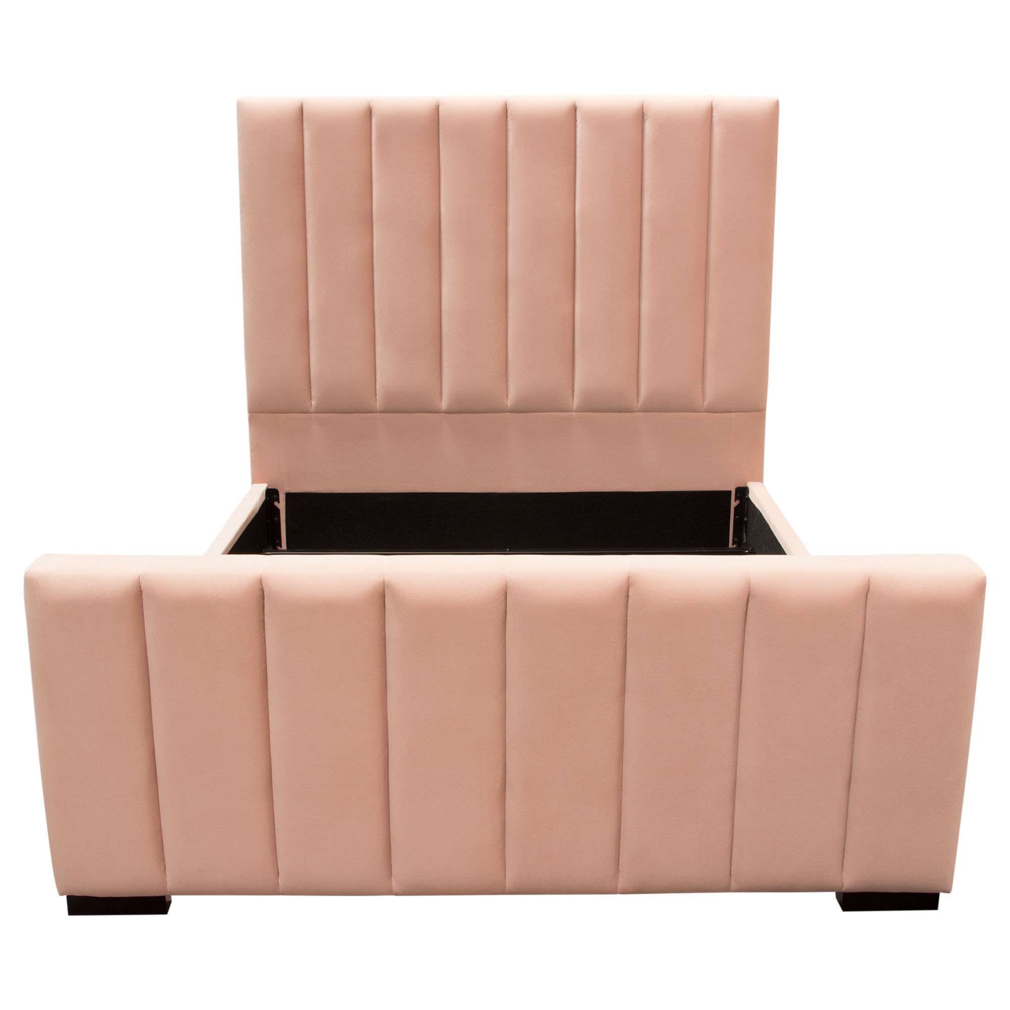 Venus Vertical Channel Tufted Queen Bed in Blush Pink Velvet by Diamond Sofa - Decorian Group
