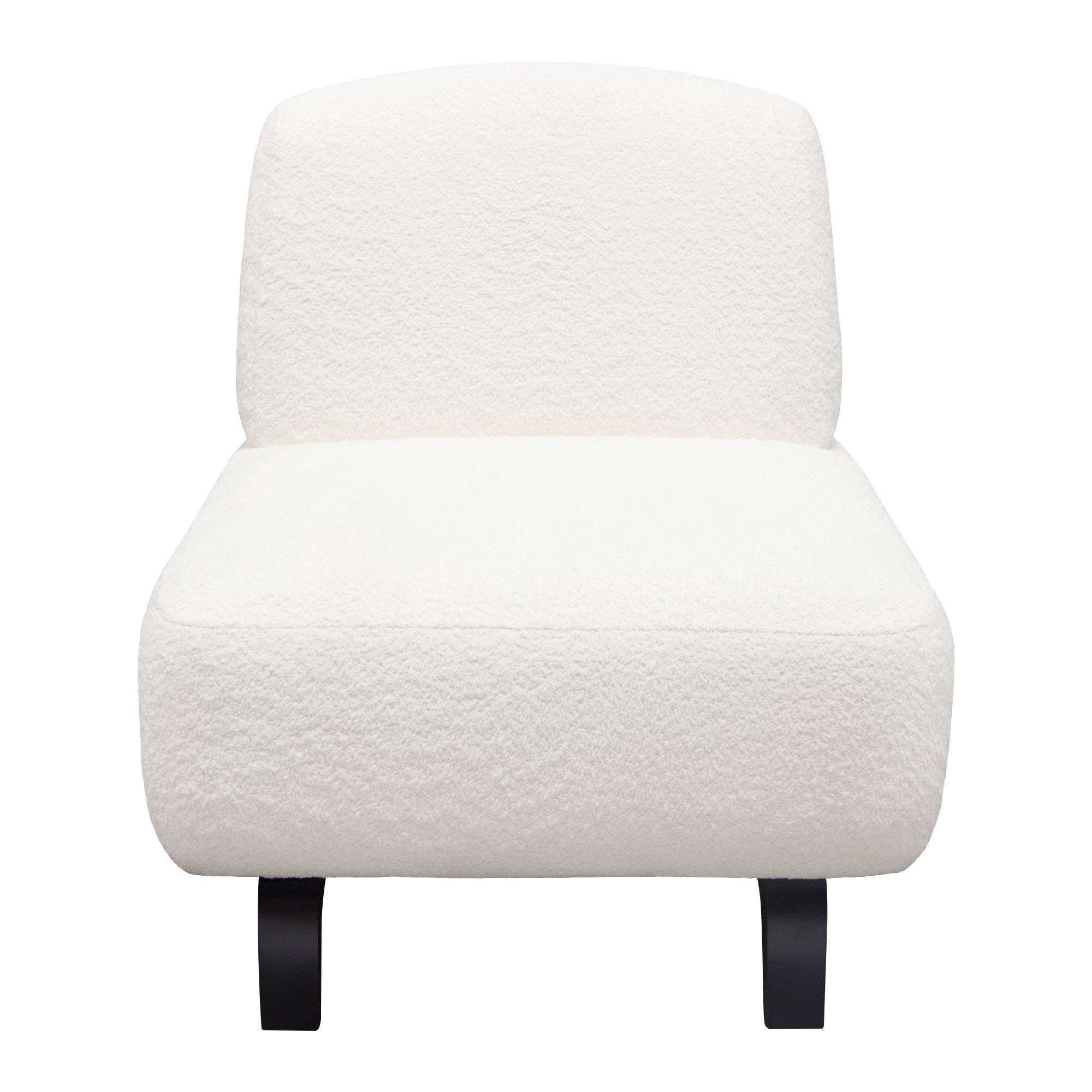 Vesper Armless Chair in Faux White Shearling w/ Black Wood Leg Base by Diamond Sofa - Decorian Group