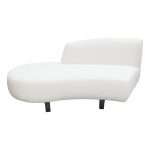 Vesper Curved Armless Left Chaise in Faux White Shearling w/ Black Wood Leg Base by Diamond Sofa - Decorian Group