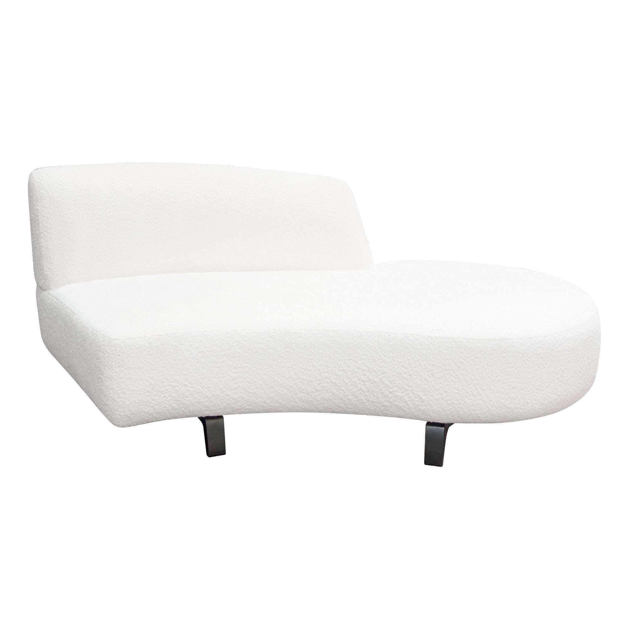 Vesper Curved Armless Right Chaise in Faux White Shearling w/ Black Wood Leg Base by Diamond Sofa - Decorian Group