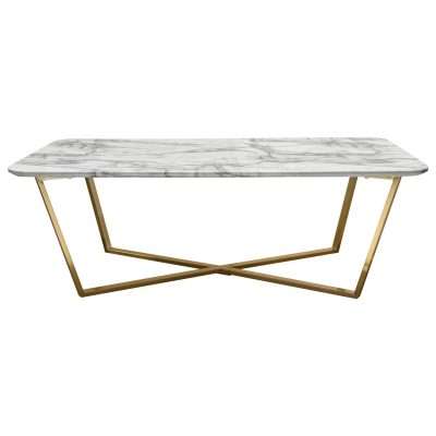 Vida Rectangle Cocktail Table w/ Faux Marble Top and Brushed Gold Metal Frame by Diamond Sofa - Decorian Group