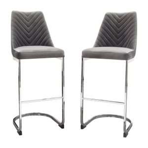 Vogue Set of (2) Bar Height Chairs in Grey Velvet by Diamond Sofa - Decorian Group