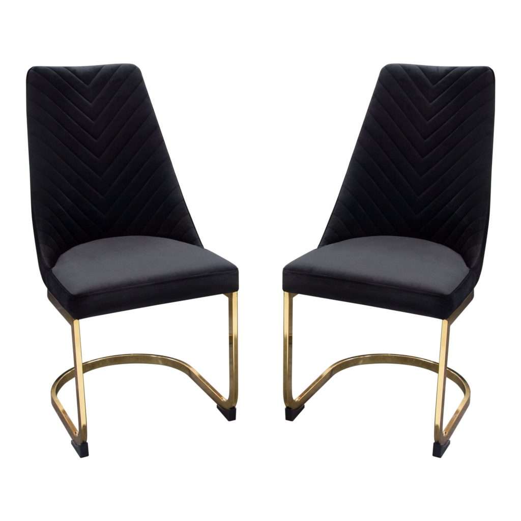 Vogue Set of (2) Dining Chairs in Black Velvet