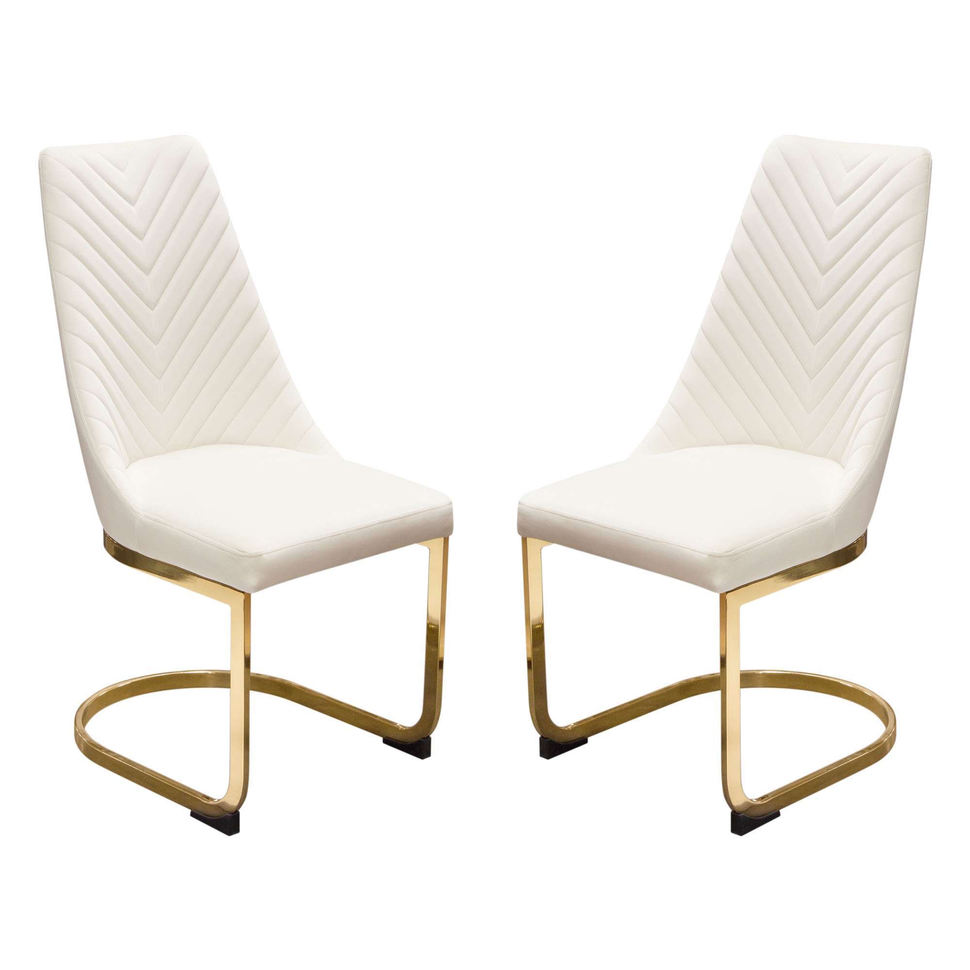 Vogue Set of (2) Dining Chairs in Cream Velvet by Diamond Sofa - Decorian Group