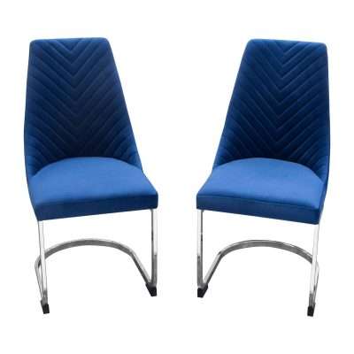 Vogue Set of (2) Dining Chairs in Navy Blue Velvet by Diamond Sofa - Decorian Group