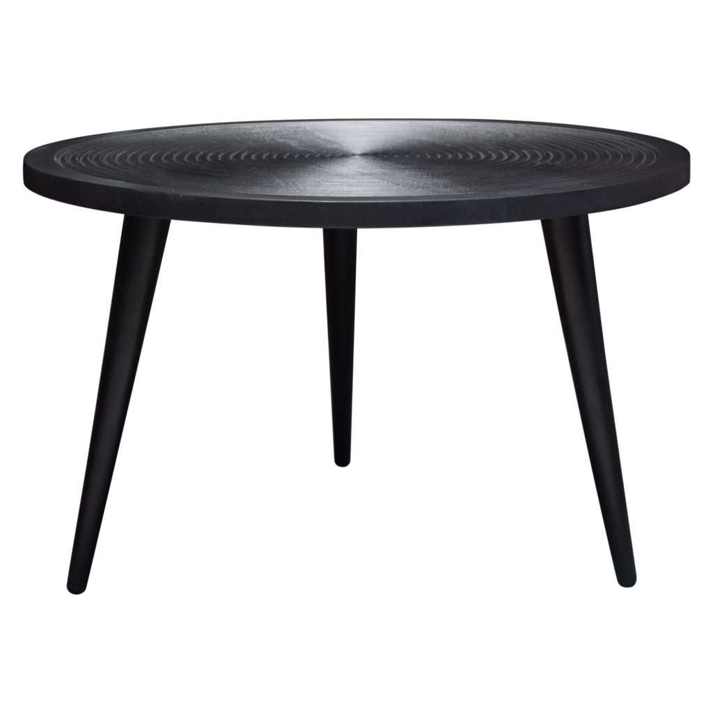 Vortex Round Cocktail Table in Solid Mango Wood Top in Black Finish & Iron Legs