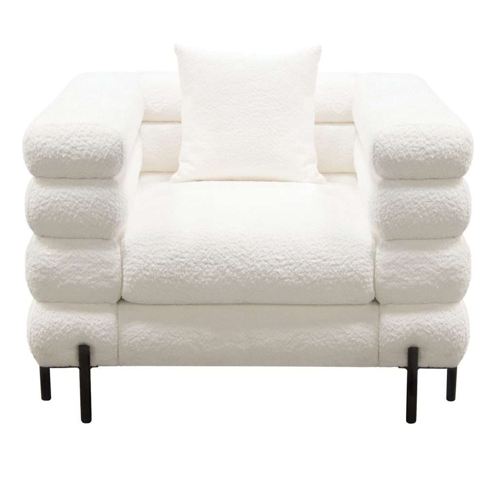 Vox Chair in Faux White Shearling w/ Black Powder Metal Legs by Diamond Sofa - Decorian Group