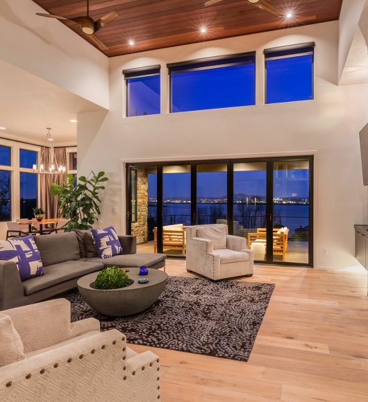 Beautiful living room with hardwood floors and amazing view at night; Shutterstock ID 389851210; PO: 575086091; Client: 9b556fe5-6314-453b-8028-861eb6f7a0e9